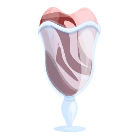 Ice cream in transparent bowl icon. Cartoon of Ice cream in transparent bowl vector icon for web design isolated on white backgroundのイラスト素材