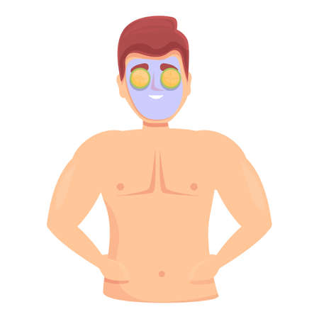 Man face mask icon cartoon vector. Skin beauty care. Male facial maskのイラスト素材