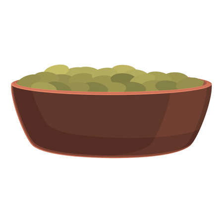 Raw lentil bowl icon cartoon vector. Vegetable bean. Seed stem plantのイラスト素材