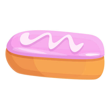 Eclair icon cartoon vector. Chocolate pastry. Cream eclair dessert
