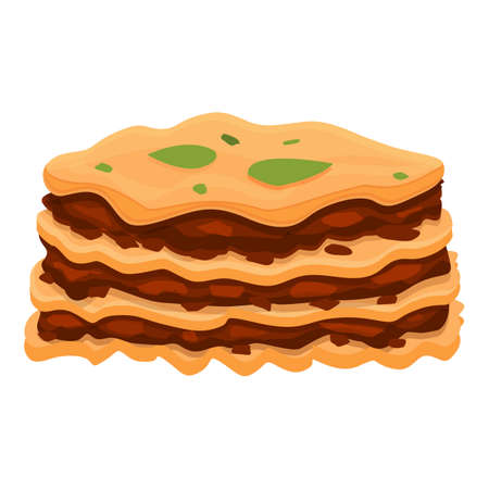 Lasagna cake icon cartoon vector. Dry meat food. Italian lasagna dishのイラスト素材