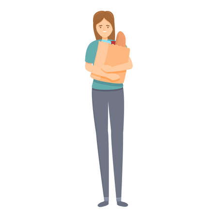 Mom shop food icon cartoon vector. Woman housewife. Kitchen householdのイラスト素材