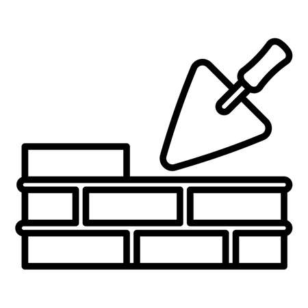 Trowel wall brick icon. Outline trowel wall brick vector icon for web design isolated on white backgroundのイラスト素材