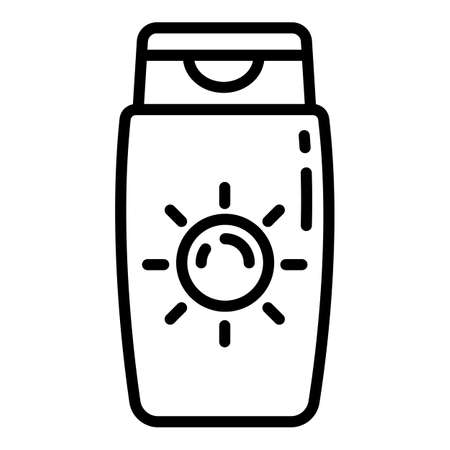 Solar sunscreen bottle icon. Outline solar sunscreen bottle vector icon for web design isolated on white backgroundのイラスト素材