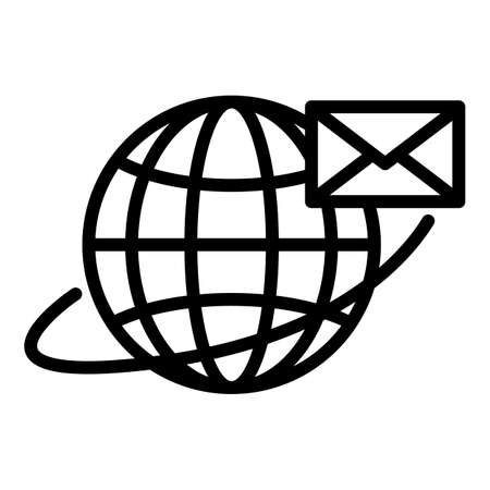Global post letter icon. Outline global post letter vector icon for web design isolated on white backgroundのイラスト素材