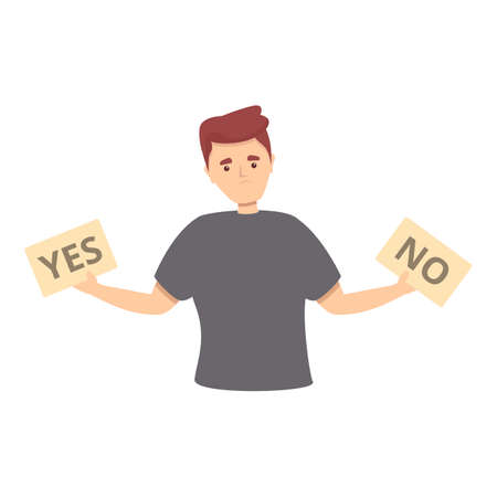 Uncertainty yes or no icon cartoon vector.のイラスト素材