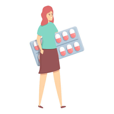 Antidepressant capsule icon cartoon vector. Pill prescription. Drug tabletのイラスト素材