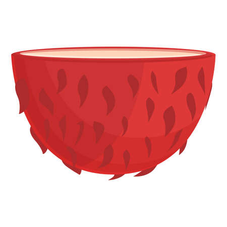 Half rambutan icon cartoon vector. Fruit tropical. Fresh thai fruitのイラスト素材