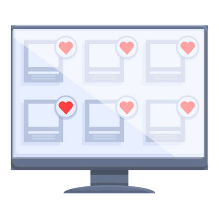 Computer wishlist icon cartoon vector. Store list. Write paperのイラスト素材