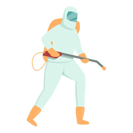 Chemical control man icon cartoon vector. Pest spray. Equipment bugのイラスト素材