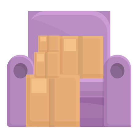 Armchair moving icon cartoon vector. House move. Box serviceのイラスト素材