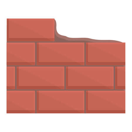 Red brick wall icon cartoon vector. Mortar cement. Building houseのイラスト素材