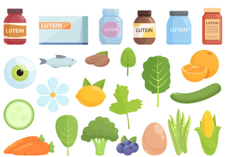 Lutein icon cartoon vector. Eye blueberry. Health careのイラスト素材