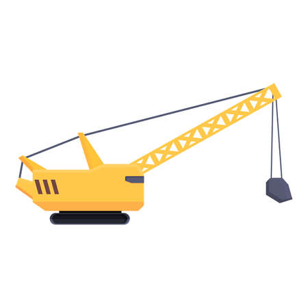 Dump excavator icon cartoon vector. Construction mine. Open workのイラスト素材