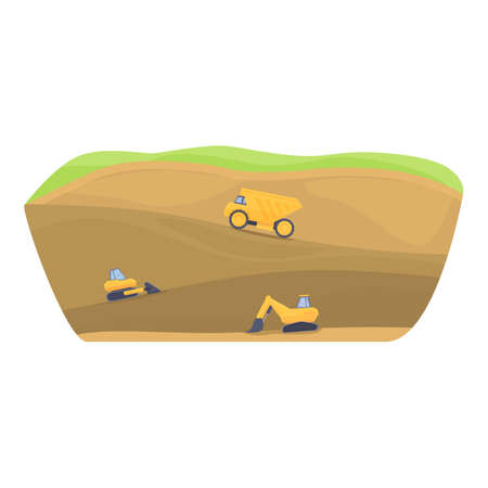 Mine ground icon cartoon vector. Sand loader. Construction excavatorのイラスト素材