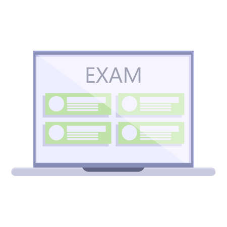Exam laptop online icon cartoon vector. Test digital. Quiz schoolのイラスト素材