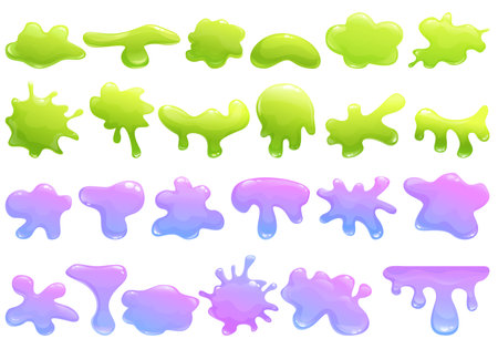 Slime icons set cartoon vector. Game monster. Blob childishのイラスト素材