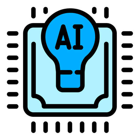 Ai pc processor icon outline vector. Digital circuit. Science computerのイラスト素材