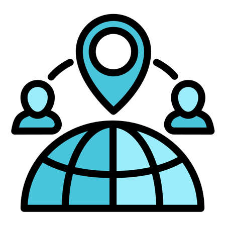Global location governance icon outline vector. business company. social economyのイラスト素材