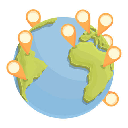 Earth tourism icon cartoon vector. Globe travel. planet tripのイラスト素材
