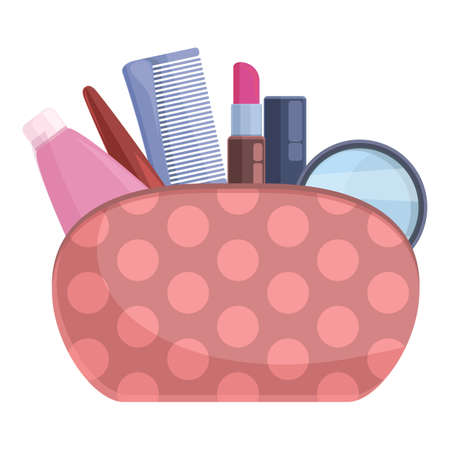 Full cosmetic bag icon cartoon vector. Makeup case. Make up productのイラスト素材