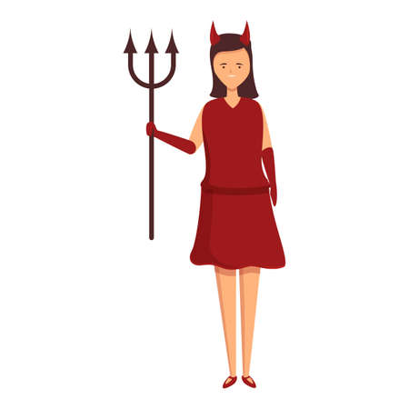 Girl devil fork costume icon cartoon vector. Cute kid. Party childrenのイラスト素材