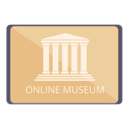 Tablet online museum icon cartoon vector. Virtual tour. Walk galleryのイラスト素材