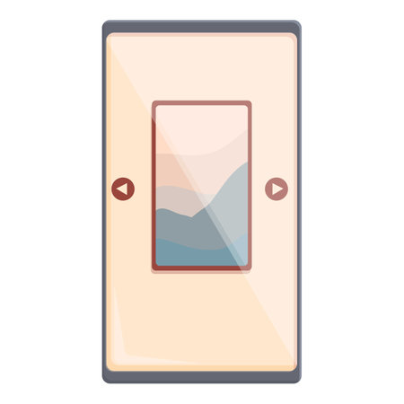 Smartphone online gallery icon cartoon vector. Virtual tour. Real walkのイラスト素材