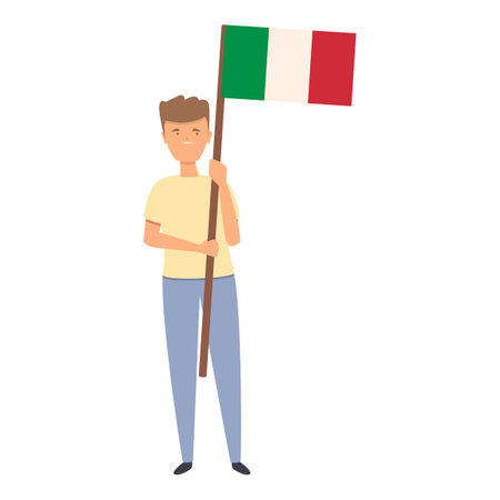 Boy with Italy flag icon cartoon vector. Italian kid. World childrenのイラスト素材