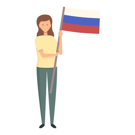 Girl with Russia flag icon cartoon vector. World child. Cute girlのイラスト素材