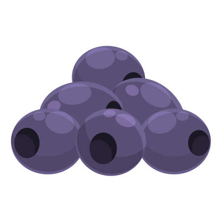 Black olives icon cartoon vector. Virgin food. Tree fruitのイラスト素材