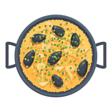 Paella rice icon cartoon vector. Spanish food. Spain cuisineのイラスト素材