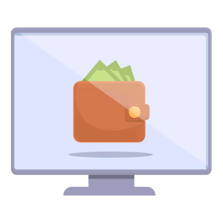 Online money wallet icon cartoon vector. Blog monetize. Profit strategyのイラスト素材
