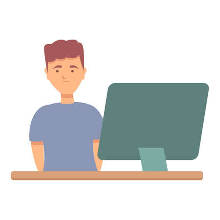 Online learn icon cartoon vector. Child school. Class studyのイラスト素材