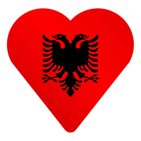 Heart albania emblem icon cartoon vector. Tirana map. Capital architectureのイラスト素材