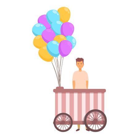Cart balloon seller icon cartoon vector. Street selling. Park manのイラスト素材