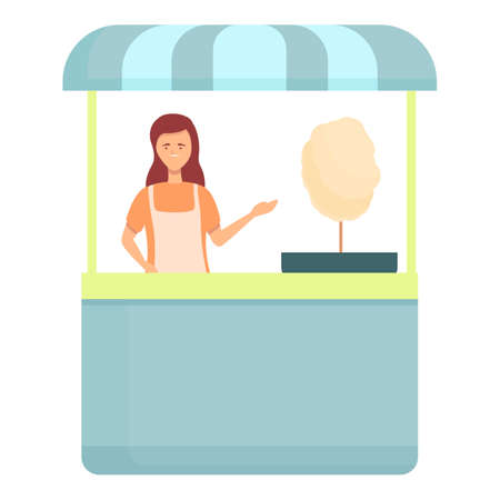 Street candy seller icon cartoon vector. Food cart. Stand shopのイラスト素材