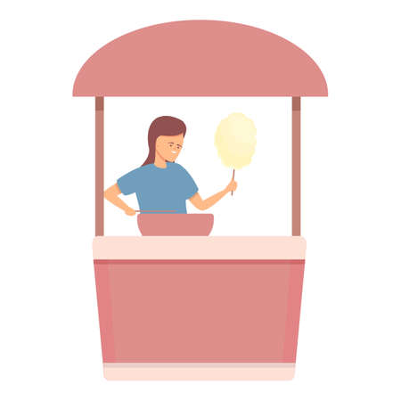 Red street machine icon cartoon vector. Candy cotton. Shop sellerのイラスト素材