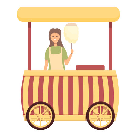 Striped cart icon cartoon vector. Street machine. Food shopのイラスト素材