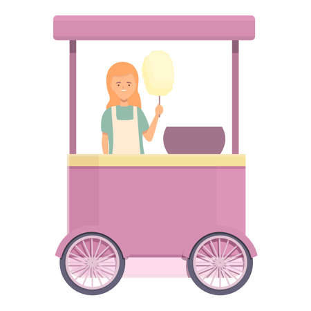 Pink cotton candy icon cartoon vector. Sweet truck. Shop sellerのイラスト素材