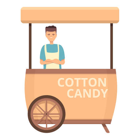 Fresh cotton candy icon cartoon vector. Cart food. Street truckのイラスト素材
