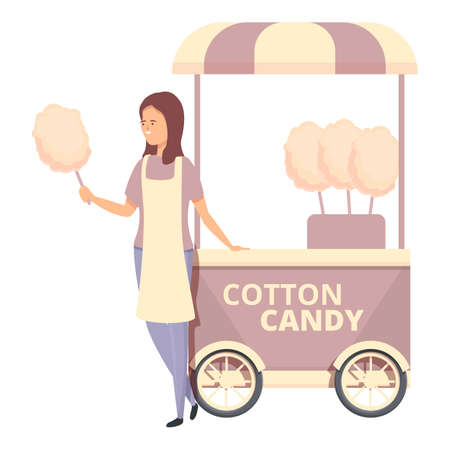 Street cotton candy icon cartoon vector. Seller food. Sweet machineのイラスト素材