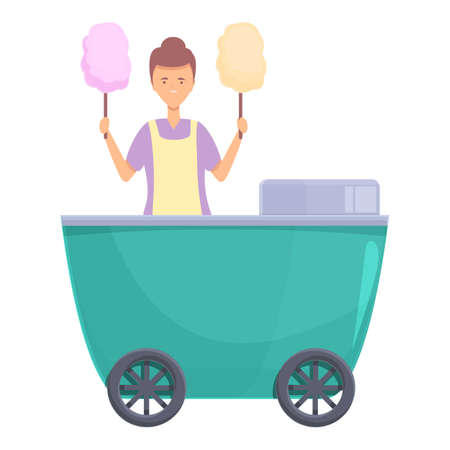 Cotton candy icon cartoon vector. Shop stand. Street truckのイラスト素材