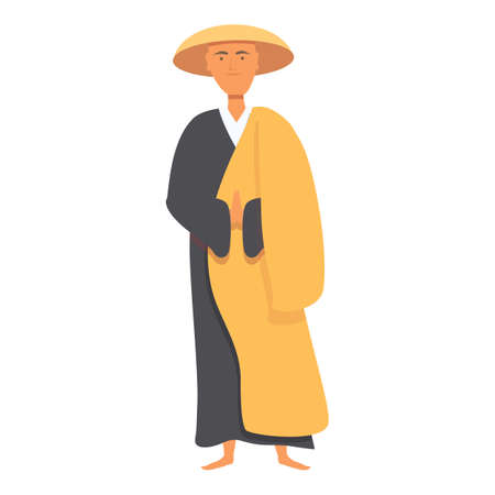 Asian monk icon cartoon vector. Priest man. Meditation sittingのイラスト素材
