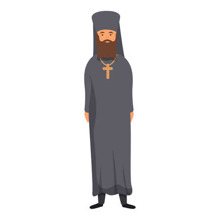 Christian monk icon cartoon vector. Priest man. Sage meditateのイラスト素材