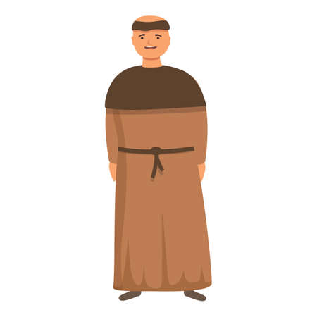 Medieval monk icon cartoon vector. Priest meditation. Christian sittingのイラスト素材