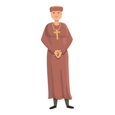 Monk icon cartoon vector. Priest man. Safe friarのイラスト素材