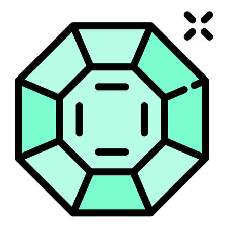 Diamond gem icon outline vector. Gold bride. Shiny luxuryのイラスト素材