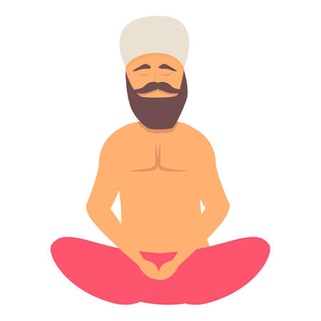 Happy yogi man icon cartoon vector. Indian pose. Male calmのイラスト素材
