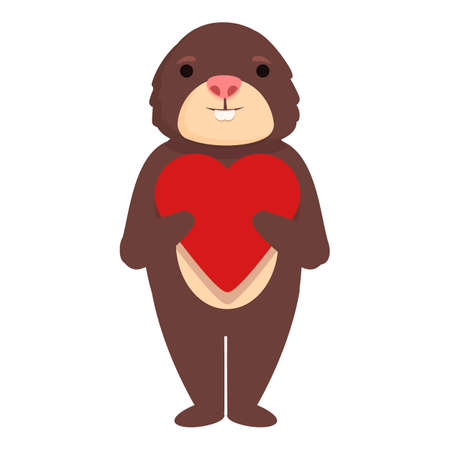 Mole love heart icon cartoon vector. Cute animal. Happy groundのイラスト素材